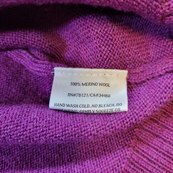Eileen Fisher Womens Cardigan Sweater Petite Medium PM Purple Merino Wool Italy - Picture 13 of 16